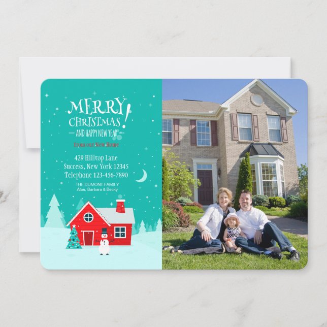 Festividades Natal no nosso novo Cartão com fotos de Natal em c (Frente)