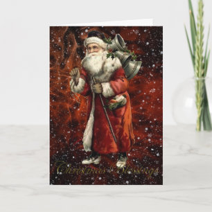 Festividades Neve do vintage de Papai Noel & cartão de Natal d