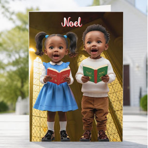 Festividades Noel, cartão de Natal de crianças afro-americanas