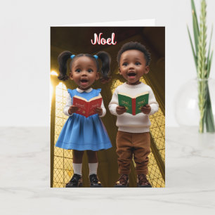 Festividades Noel, cartão de Natal de crianças afro-americanas