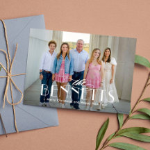 Nome da família Cartão com fotos de Férias Elegant