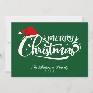 Festividades Nome da Família Verde do Papai noel Hat, Cartão de