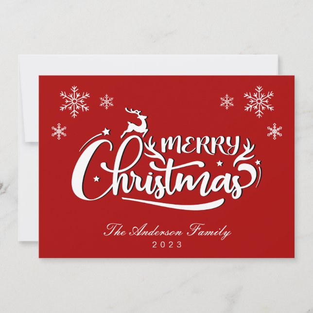 Festividades Nome Da Família Vermelha E Cartão De Natal De Ano (Frente)