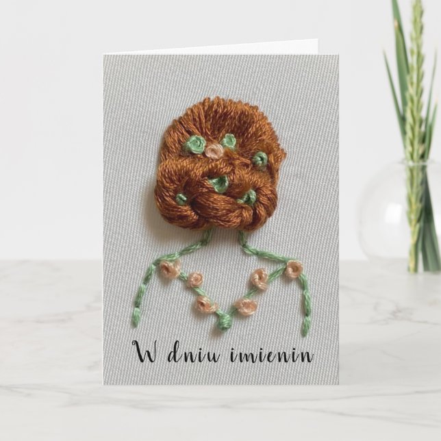 Festividades Nome polonês bordado de cartão de dia (Frente)