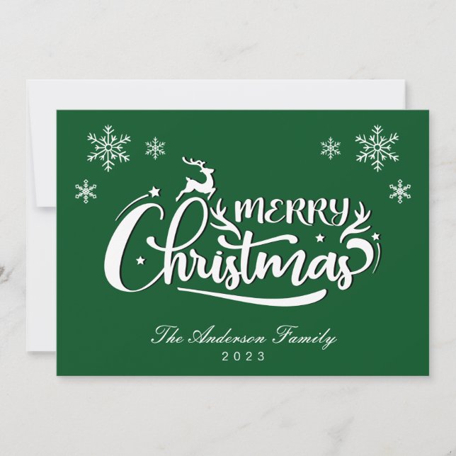 Festividades Nome Verde Da Família E Cartão De Natal De Ano (Frente)