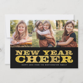 Festividades Novo ano Cheque três fotos - cartão de feriado pre