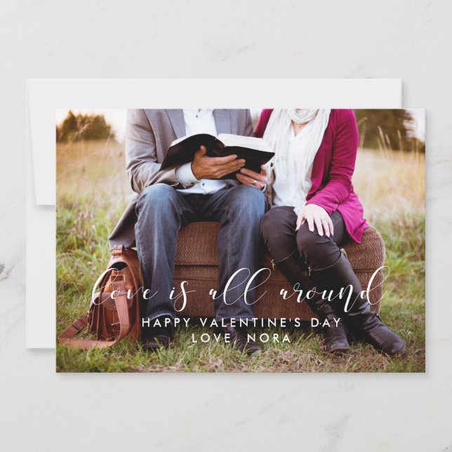 Festividades O amor está em volta do cartão com fotos Dia de os (Frente)