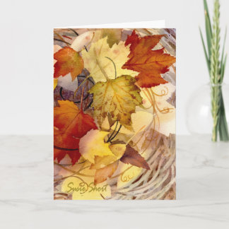 Festividades O Autumn Deixa Um Cartão De Saudação Por Aquarela