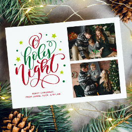 Festividades O Holy Night Letra à Mão Foto Cartão de Férias