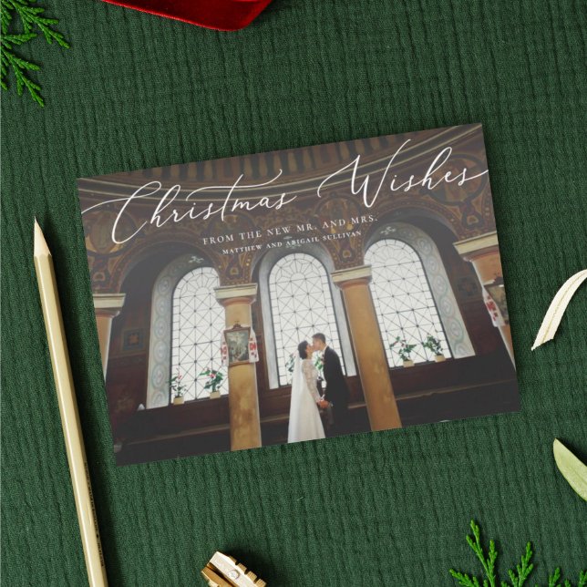 Festividades O Natal Deseja O Novo Cartão com fotos De Férias (Christmas wishes newlywed holiday photo card)