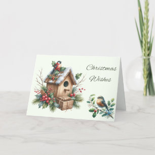 Festividades O Natal Deseja Um Cartão De Natal De Casa De Aves