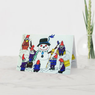 Festividades O NATAL, GNOMOS CONSTRÓI um cartão do BONECO DE