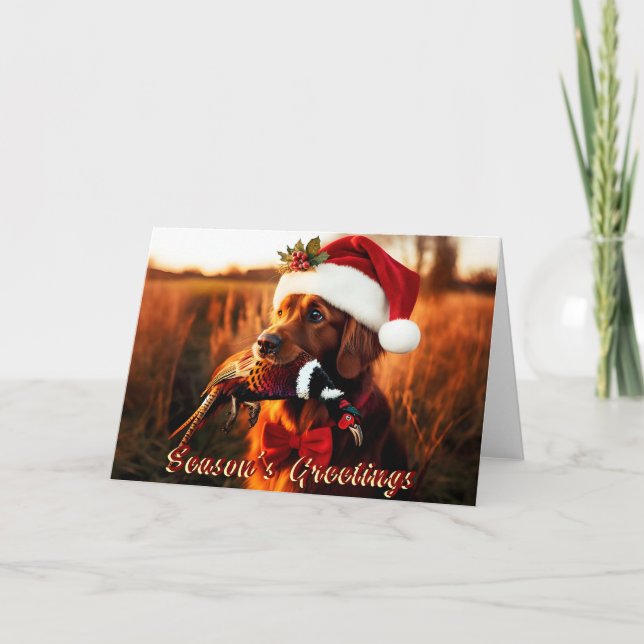 Festividades O ouro Retriever tem um Cartão de Feriado para Fér (Frente)