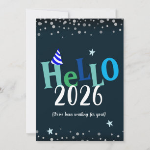 Festividades Olá Cartão de Férias de Ano Novo Engraçado 2026