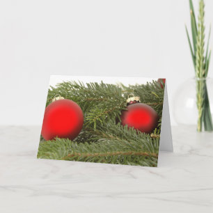 Festividades Oranatos vermelhos no cartão de Natal da Bough Pin