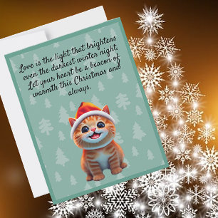 Festividades Orange Kitten no Santa Hat Cartão Plana de Natal
