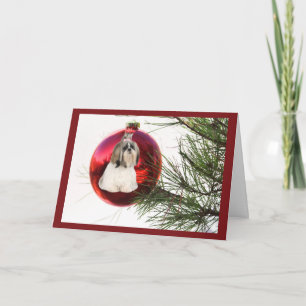 Festividades Ornamento de Cartão de Natal Shih Tzu