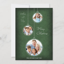 Festividades Ornamento Verde do Cartão com fotos de Natal