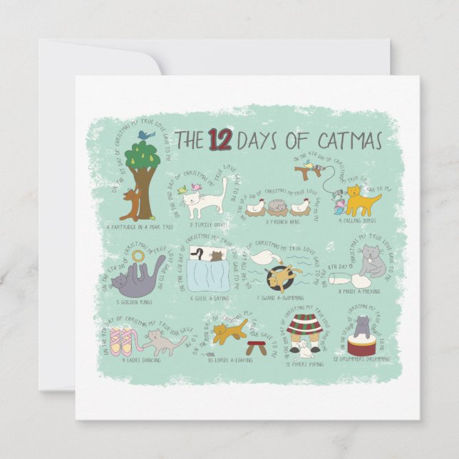 Festividades Os 12 dias de Natal no Cartão de Natal de Mint Pho (Frente)