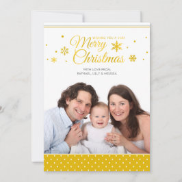 Festividades Ouro Amarelo cartão com fotos de Natal Feliz