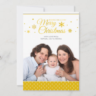 Festividades Ouro Amarelo cartão com fotos de Natal Feliz