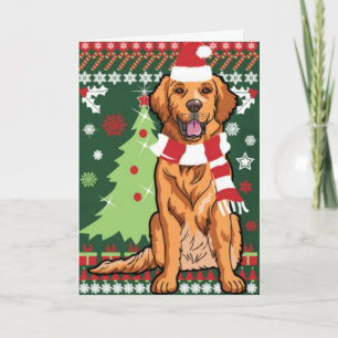 Festividades Ouro Retriever Pronto Para Cartão De Natal