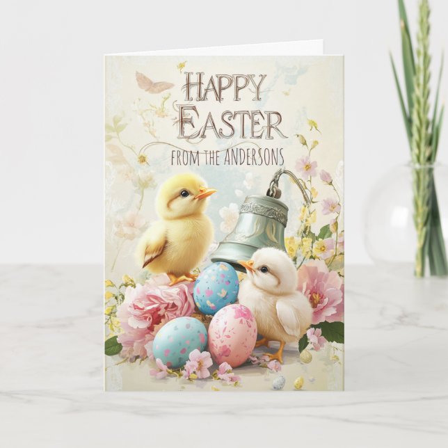 Festividades ovos de cartão sofisticados frango cartão dobrado (Frente)