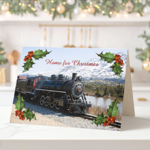 Festividades Página inicial no trem para o cartão de Natal