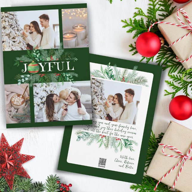 Festividades Pais alegres Ornamentação de 4 fotos Cartão de Nat (Criador carregado)