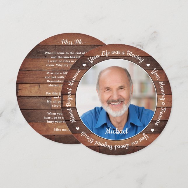 Festividades País Russo Memorial Poem Funeral Cartão de Oração  (Frente/Verso)