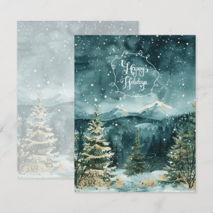Festividades Paisagem Serena de Montanha Nevada Cartão de Natal