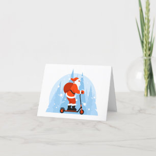 Festividades Papai Noel andando de scooter cartão de Natal