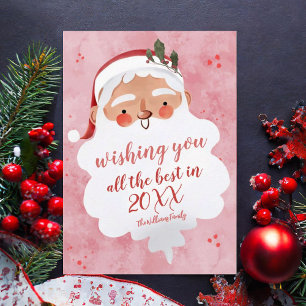 Festividades Papai Noel Antigo Aquarela de Natal Rosa Cartão de