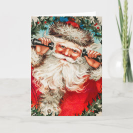 Festividades Papai Noel Antigo no Cartão de Natal do Telefone