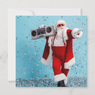Festividades Papai Noel dançando cartão de Natal simples
