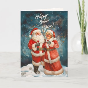 Festividades Papai Noel e a Sra. Noel Cartão de Boas Festas de 