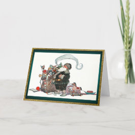 Festividades Papai Noel e Sua Bolsa de Brinquedos Cartão de Nat