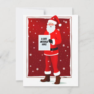 Festividades Papai Noel Fofo Segurando um Cartão de Mensagens P