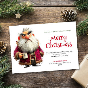Festividades Papai Noel mal-humorado cartão de Natal engraçado 