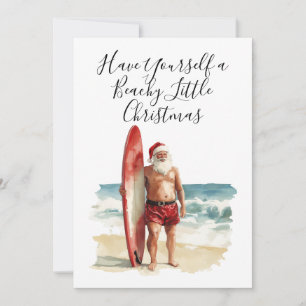 Festividades Papai Noel Surfista do Natal em Julho - Cartão de
