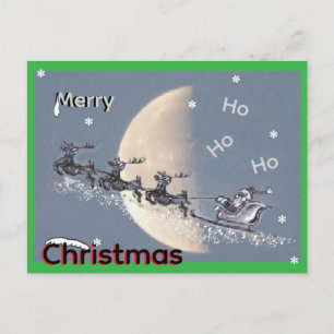 Festividades Papai Noel Voador em Cartão Postal de Natal com Tr