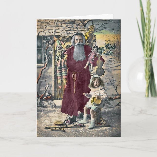 Festividades Papais noeis assustadores Cartão de Natal vitorian (Frente)