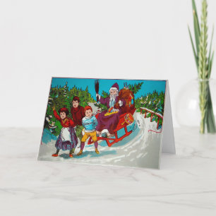 Festividades Papais noeis de safra com cartão de férias Birch S