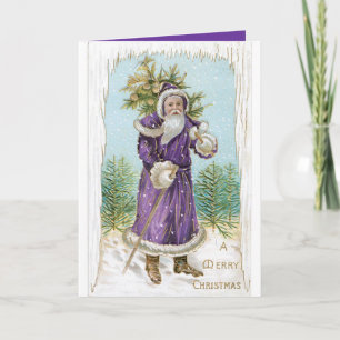 Festividades Papais noeis de safra exclusivos em roxo! Cartão d