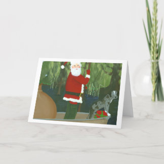 Festividades Papais noeis e Houla no cartão de Natal da pirogue
