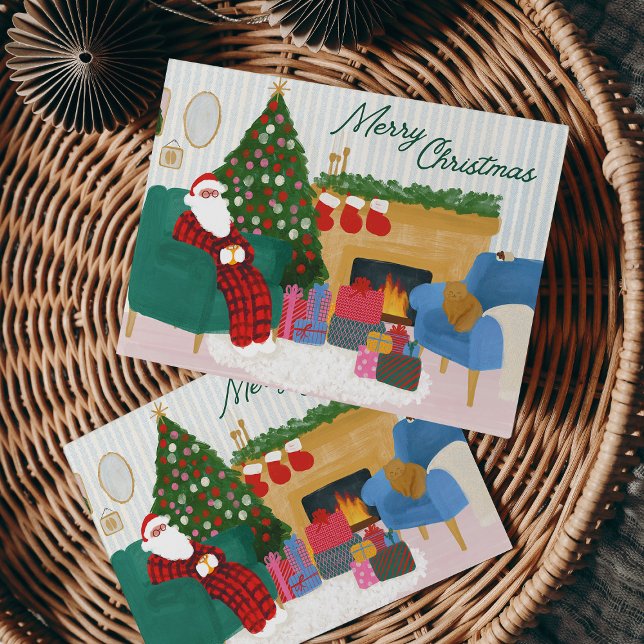 Festividades Papais noeis ensopados em pijama Cartão de Natal I (Criador carregado)