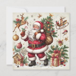 Festividades Papais noeis Feliz Cartão de Saudação de Natal