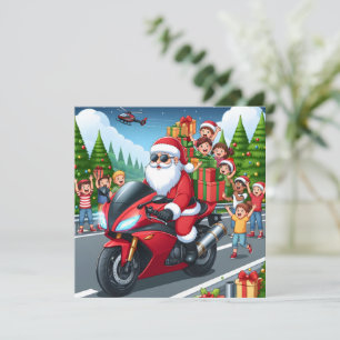 Festividades Papais noeis Feliz de Natal Cartão de motocicleta