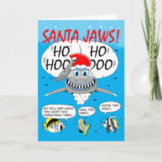 Festividades PAPAIS NOEIS JAWS! Cartão de saudação de Natal. Di