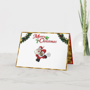 Festividades Papais noeis jogando futebol num cartão de Natal